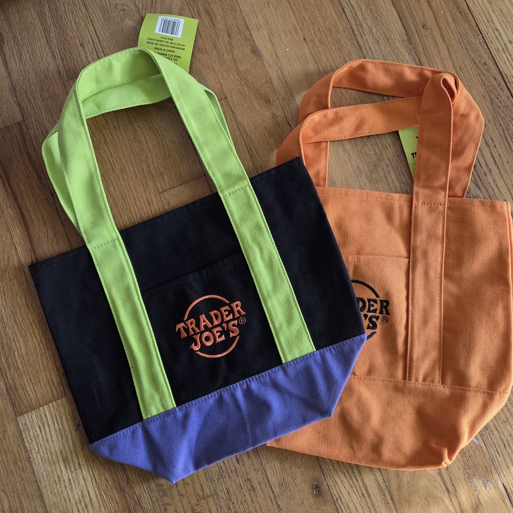 Trader Joe's Halloween Black and Orange Tote Bags
